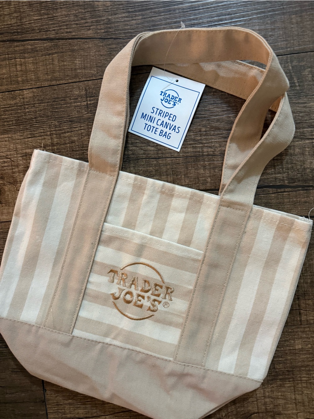 Trader Joe's Striped Canvas Tote Bag in Beige